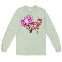 Matcha Bitterroot Flower Illustrations Long Sleeve Tee - LillyAllenDesigns