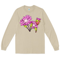 Mushroom Bitterroot Flower Illustrations Long Sleeve Tee - LillyAllenDesigns