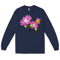 Navy Bitterroot Flower Illustrations Long Sleeve Tee - LillyAllenDesigns