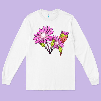 Bitterroot Flower Illustrations Long Sleeve Tee Designed By Lillyallendesigns