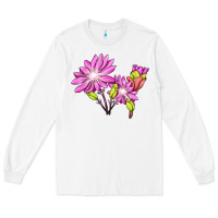 White Bitterroot Flower Illustrations Long Sleeve Tee - LillyAllenDesigns