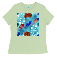 Matcha patriotic fireworks and sunflower Ladies Tee - BundleAndBundleShop