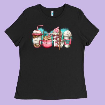 Volleyball Coffee Ladies Tee Designed By Jasminsmagicworld