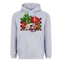 Heather Grey bullskull rose and cactus olivia Heavyweight Hoodie - OliviaCreatesArt