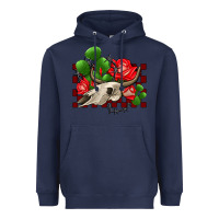 Navy bullskull rose and cactus olivia Heavyweight Hoodie - OliviaCreatesArt