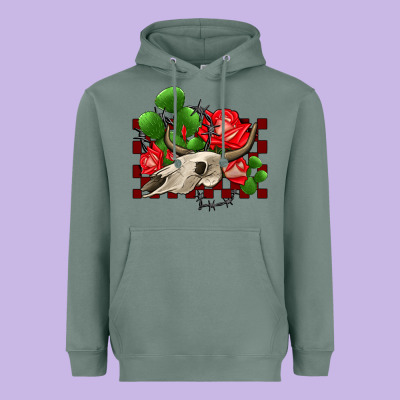 Bullskull Rose And Cactus Olivia Heavyweight Hoodie Designed By Oliviacreatesart