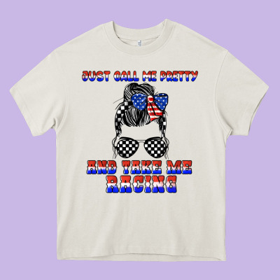 Just Call Me Pretty And Take Me Racing Heavy Core Tee Designed By Jahusdesignshop
