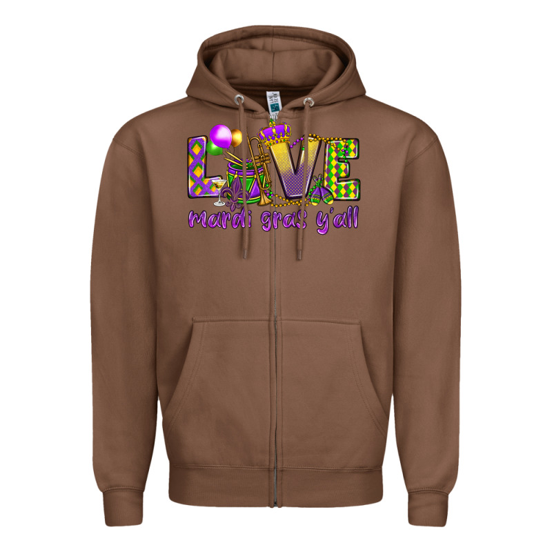 Love Mardi Gras Y'all Zipper Hoodie by HowdyJamesFarm | Teevron