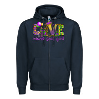 Navy Love Mardi Gras Y'all Zipper Hoodie - HowdyJamesFarm