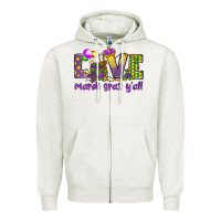 Oatmeal Heather Love Mardi Gras Y'all Zipper Hoodie - HowdyJamesFarm