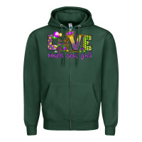 Sports Green Love Mardi Gras Y'all Zipper Hoodie - HowdyJamesFarm