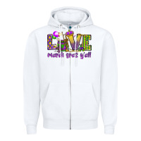 White Love Mardi Gras Y'all Zipper Hoodie - HowdyJamesFarm