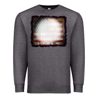 Charcoal Heather America Wood Flag with bBeach Effect Premium Sweatshirt - CowCowDesign