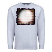 Heather Grey America Wood Flag with bBeach Effect Premium Sweatshirt - CowCowDesign