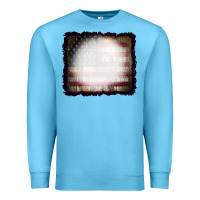 Ocean Blue America Wood Flag with bBeach Effect Premium Sweatshirt - CowCowDesign