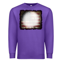 Purple America Wood Flag with bBeach Effect Premium Sweatshirt - CowCowDesign