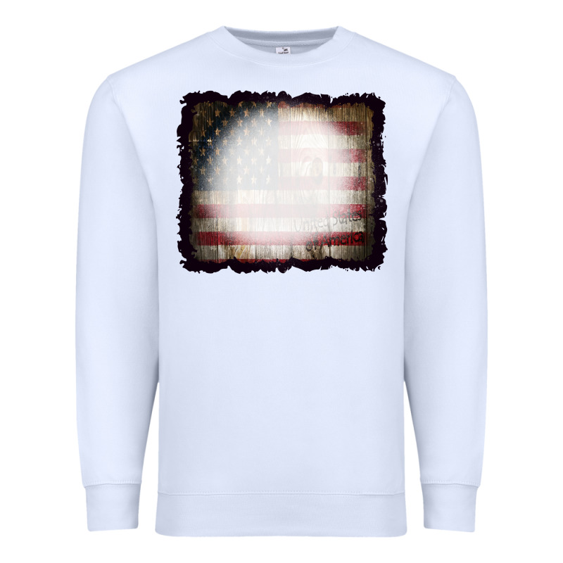 America Wood Flag With Bbeach Effect Premium Sweatshirt by CowCowDesign | Teevron