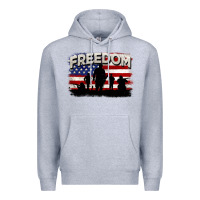 Heather Grey Freedom 4th of july Premium Hoodie - CowGirlArtShop