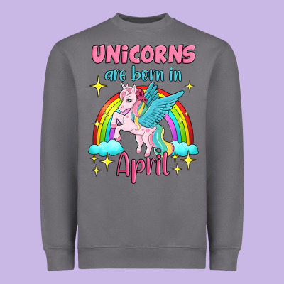 Unicorns Are Born In April Heavyweight Sweatshirt Designed By Jasminsmagicworld