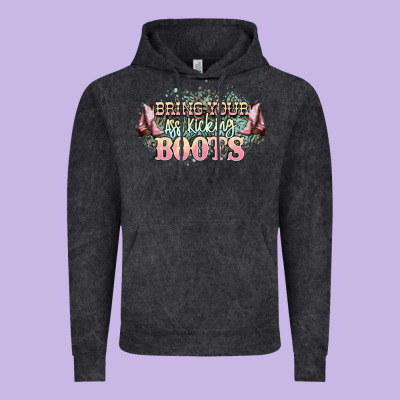 Bring Your Ass Kicking Boots Vintage Hoodie Designed By Nancycooperartshop