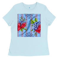 Baby Blue patriotic rose Ladies Tee - BundleAndBundleShop