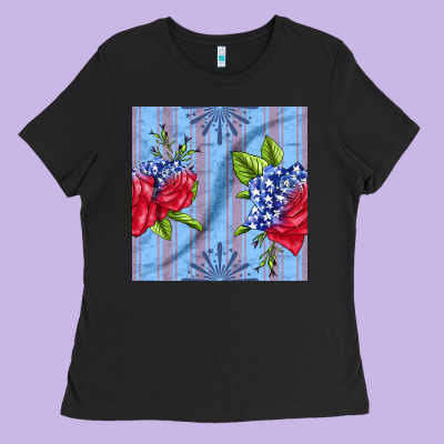 Patriotic Rose Ladies Tee Designed By Bundleandbundleshop