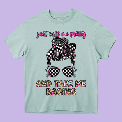 Just Call Me Pretty And Take Me Racing Heavy Core Tee Designed By Jahusdesignshop