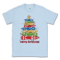 Dusty Blue crayons tree christmas Classic Tee - MaliasSmallBusiness
