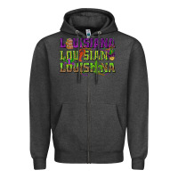 Charcoal Heather Louisiana Louisiana Louisiana Zipper Hoodie - HowdyJamesFarm