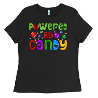 Black powered by candy with lollipops Ladies Tee - AdoDesignShop