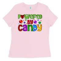 Bubblegum Pink powered by candy with lollipops Ladies Tee - AdoDesignShop
