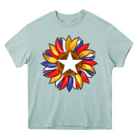 Arona american flag and sunflower with star Heavy Core Tee - Artiststas