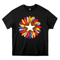 Black american flag and sunflower with star Heavy Core Tee - Artiststas