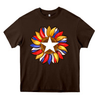 American Flag And Sunflower With Star Heavy Core Tee | Teevron