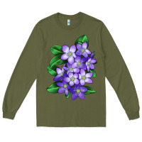 Army Green Mayflower Plant Illustrations Long Sleeve Tee - LillyAllenDesigns
