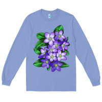 Colony Blue Mayflower Plant Illustrations Long Sleeve Tee - LillyAllenDesigns