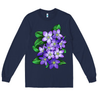 Navy Mayflower Plant Illustrations Long Sleeve Tee - LillyAllenDesigns