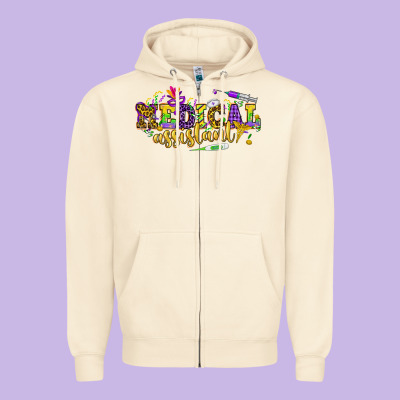 Ma Medical Assistant Mardi Gras Zipper Hoodie Designed By Howdyjamesfarm