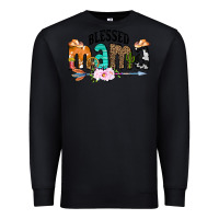 Black Blessed Mama Premium Sweatshirt - CowCowDesign