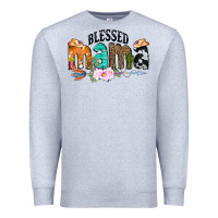 Heather Grey Blessed Mama Premium Sweatshirt - CowCowDesign