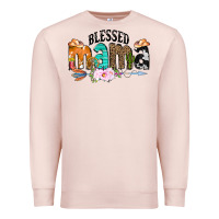 Pale Pink Blessed Mama Premium Sweatshirt - CowCowDesign
