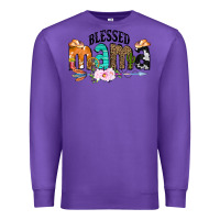 Purple Blessed Mama Premium Sweatshirt - CowCowDesign