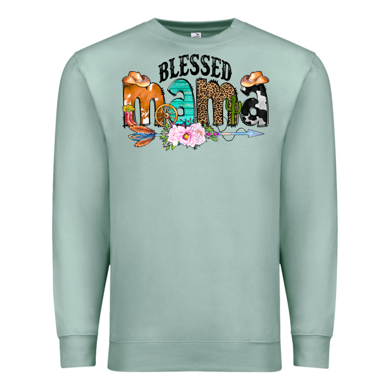Blessed Mama Premium Sweatshirt by CowCowDesign | Teevron