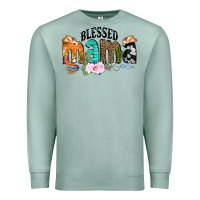Seafoam Blessed Mama Premium Sweatshirt - CowCowDesign
