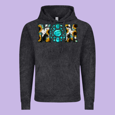 Sunflower Cowhide Turquoise Gemstone Mom Vintage Hoodie Designed By Jasminsmagicworld