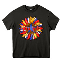 Asphalt america with american flag colors and sunflower with star Heavy Core Tee - Artiststas