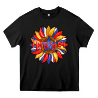 Black america with american flag colors and sunflower with star Heavy Core Tee - Artiststas