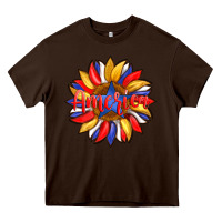 Chocolate Brown america with american flag colors and sunflower with star Heavy Core Tee - Artiststas