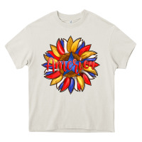 Cream america with american flag colors and sunflower with star Heavy Core Tee - Artiststas