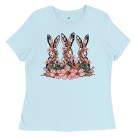 Baby Blue rabbits with blossom flower Ladies Tee - Artiststas